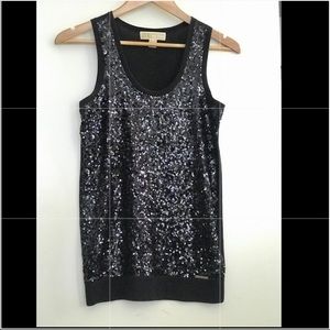 Michael Kors Black front Sequined Top NWOT lost